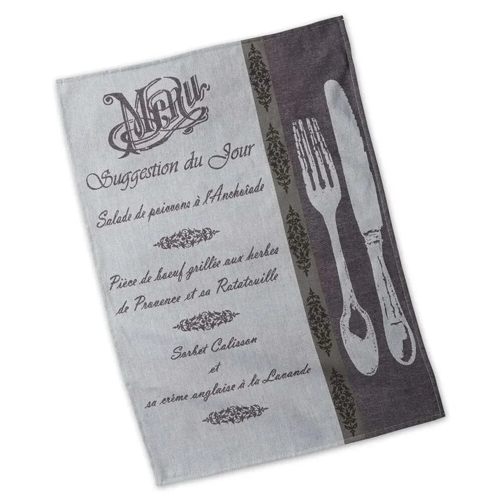 DII Modern Cotton French Menu‎ Jacquard Dishtowels 100% Cotton 20